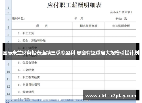 国际米兰财务报表连续三季度盈利 夏窗有望重启大规模引援计划